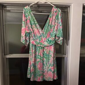 Lilly Pulitzer Vibrant Pink and Green Floral Dress/Skort